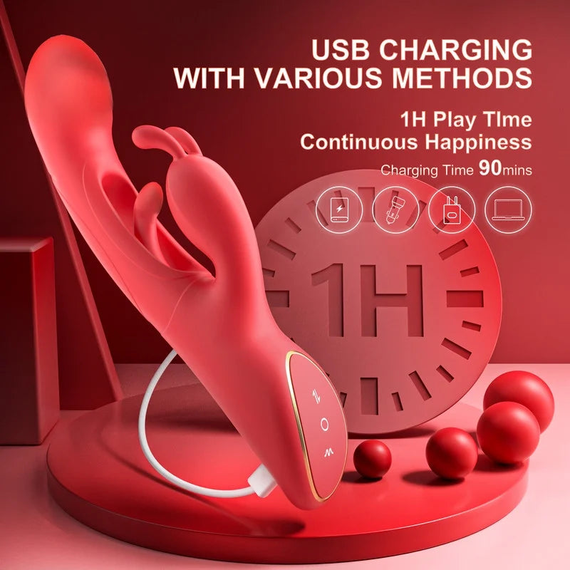 Waterproof Thrusting Rabbit Vibrator (7 Powerful Vibrations & 4 Flapping Modes)