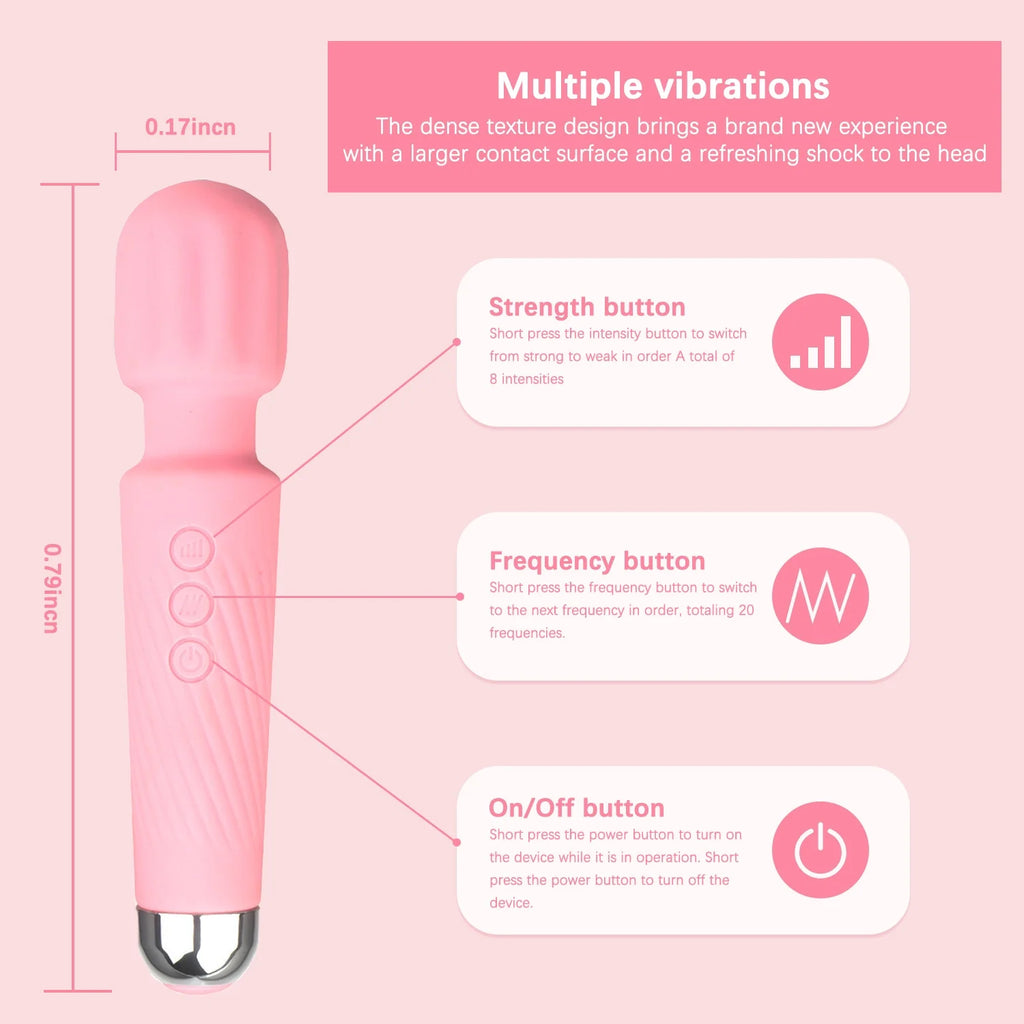Personal Body Massager Wand Vibrator (20 Modes - 8 Vibrations)