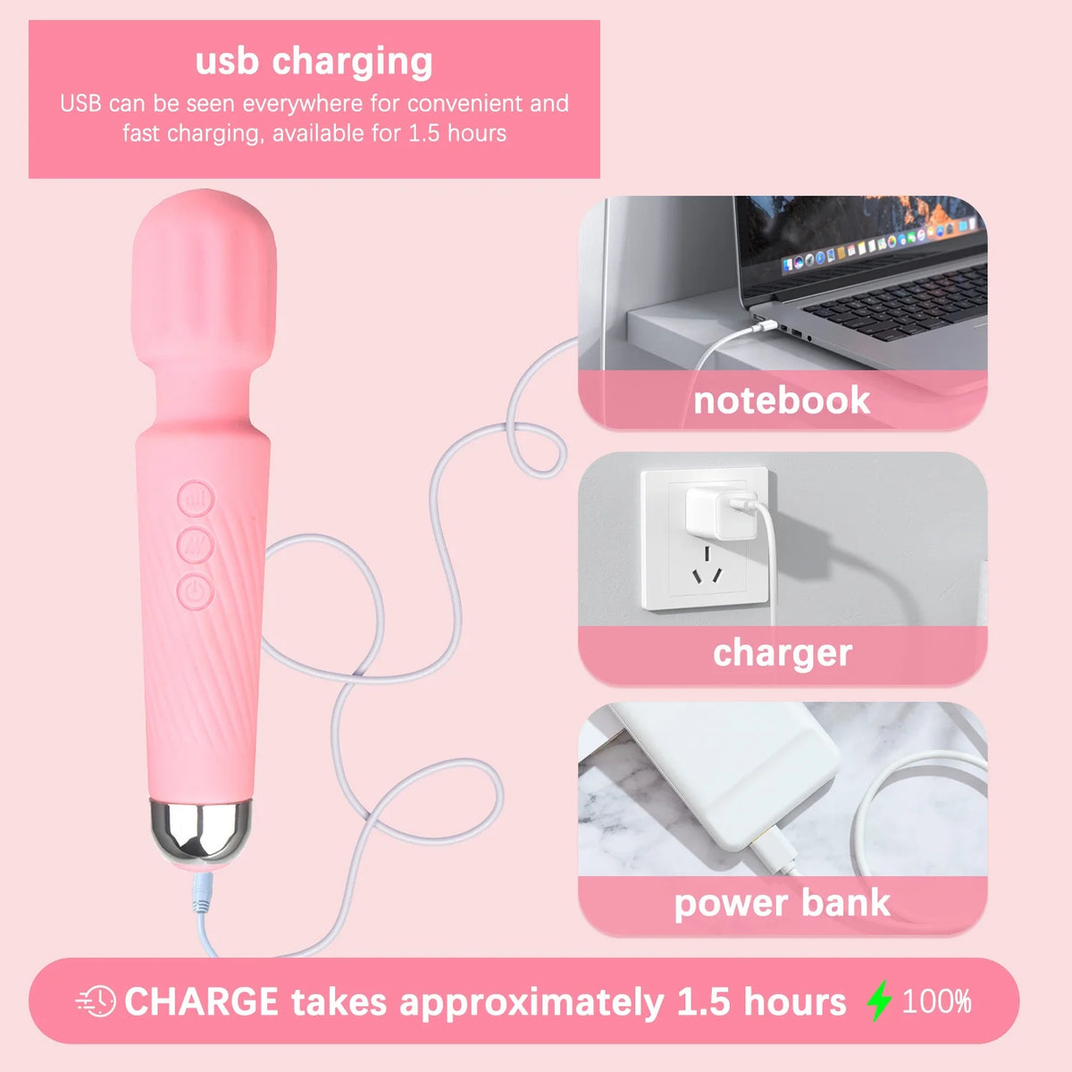 Personal Body Massager Wand Vibrator (20 Modes - 8 Vibrations)