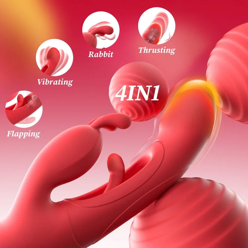 Waterproof Thrusting Rabbit Vibrator (7 Powerful Vibrations & 4 Flapping Modes)