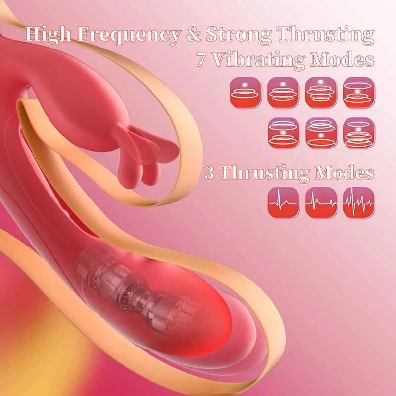 Waterproof Thrusting Rabbit Vibrator (7 Powerful Vibrations & 4 Flapping Modes)